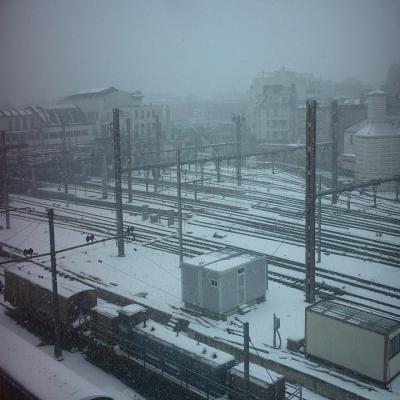La gare des chantiers sous la neige
