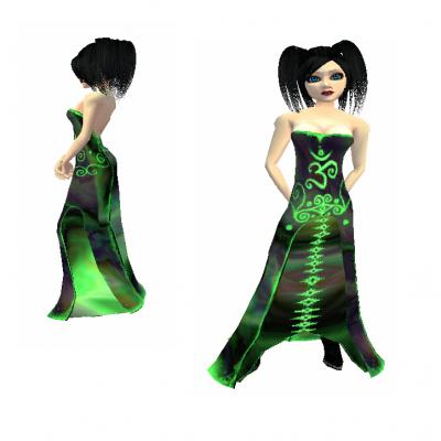 Imvu, creation robe Aum verte