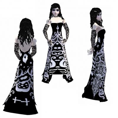 Imvu, robe black and white